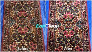 In-plant Oriental rug cleaning in Nashville TN before and after picture